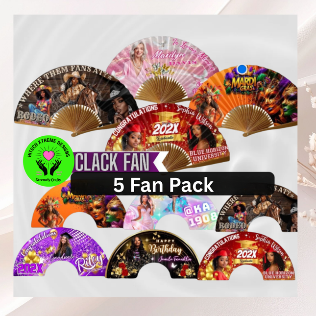 Custom Printed Hand Fan Bulk 25″×13″ — Personalized for Weddings, Events, Gifts, Clack fan
