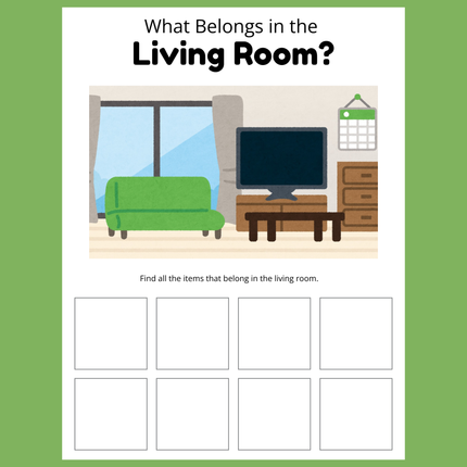 Autism Life Skills Activity – Around the House Cut & Paste Printable (Ages 3–5)