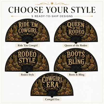 Western Clack Fan | Ready to Ship Cowgirl Rodeo Fan | Boots & Bling