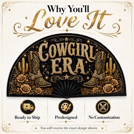 Western Clack Fan | Ready to Ship Cowgirl Rodeo Fan | Boots & Bling