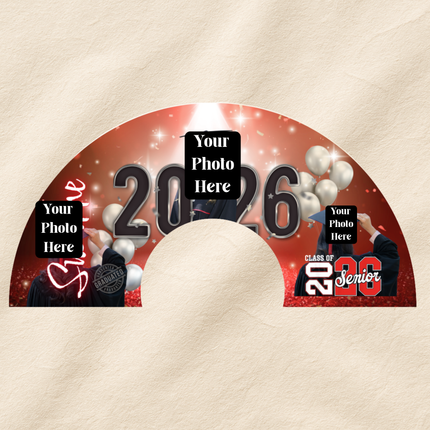 Custom Graduation Clack Fan (Bulk) 25×13 – Personalized Photo Fan for Grad Party & Class of 2026- Predesigned