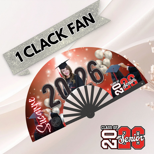 Custom Graduation Clack Fan (Bulk) 25×13 – Personalized Photo Fan for Grad Party & Class of 2026- Predesigned