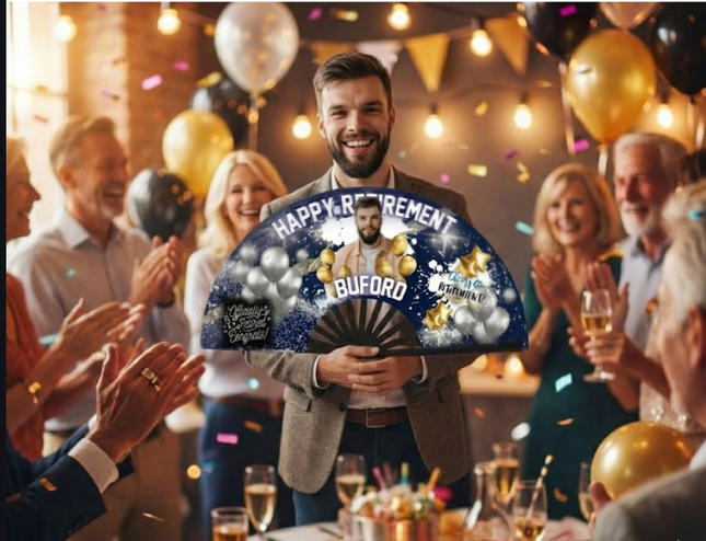Custom Printed Hand Fan Bulk 25″×13″ — Personalized for Weddings, Events, Gifts, Clack fan
