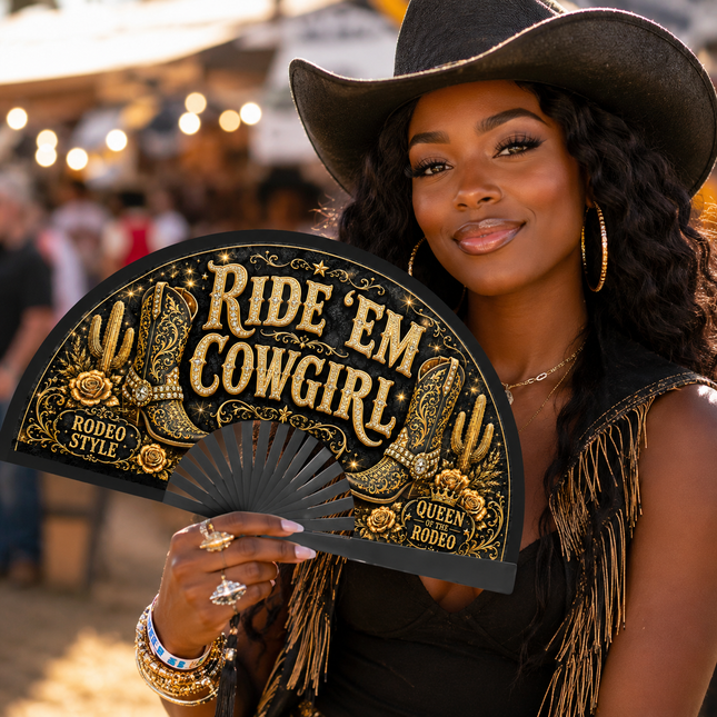 Ride ’Em Cowgirl Clack Fan | Ready to Ship Western Rodeo Fan