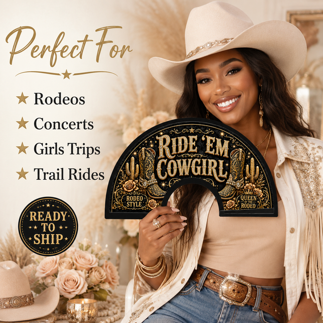Ride ’Em Cowgirl Clack Fan | Ready to Ship Western Rodeo Fan