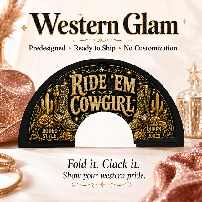 Ride ’Em Cowgirl Clack Fan | Ready to Ship Western Rodeo Fan