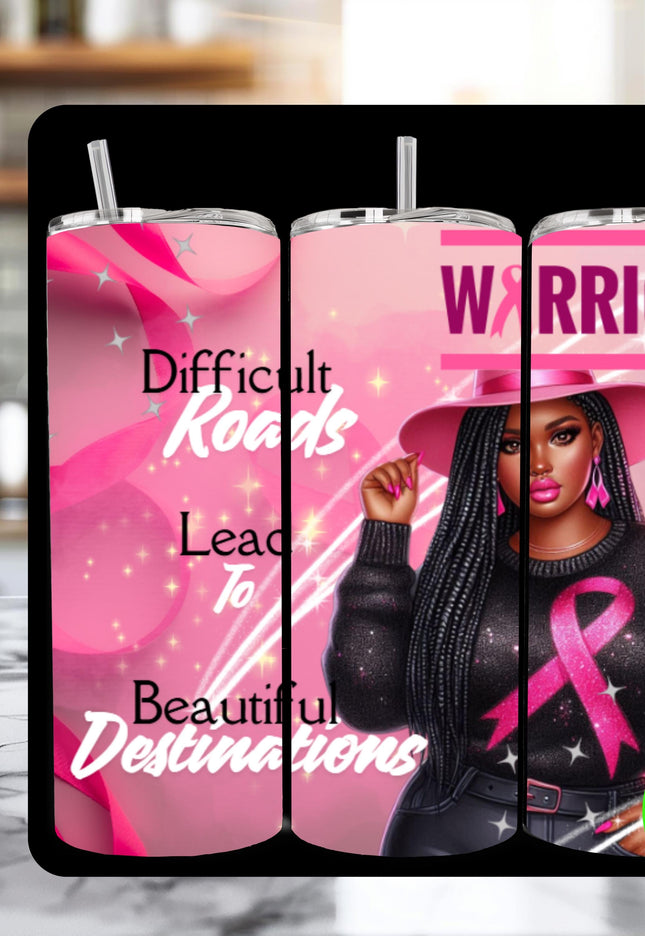 Breast Cancer Warrior Woman PNG: Difficult Roads Design (Digital Download)