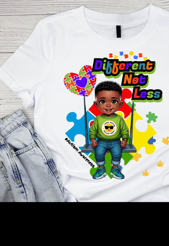 Autism Awareness PNG: Different Not Less, Puzzle Pieces (Digital Download)