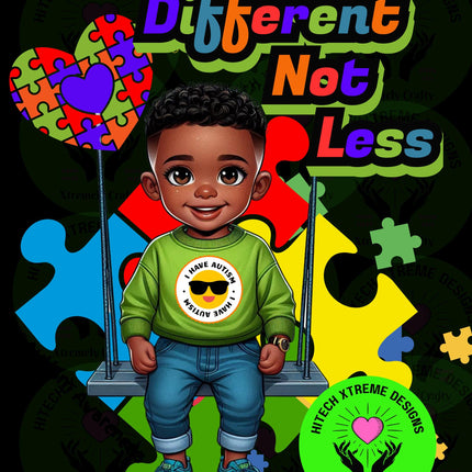 Autism Awareness PNG: Different Not Less, Puzzle Pieces (Digital Download)