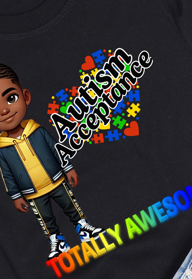 Autism Acceptance PNG: Black Kid, Autistic Awareness (Download Only)