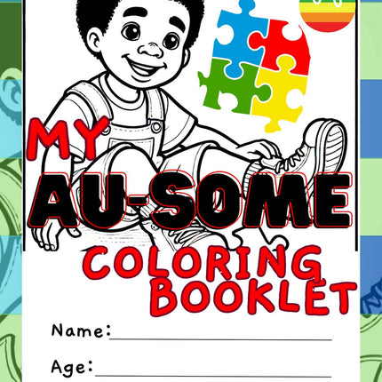 Autism Awareness Coloring Book: Black Boy Theme (Digital Download)