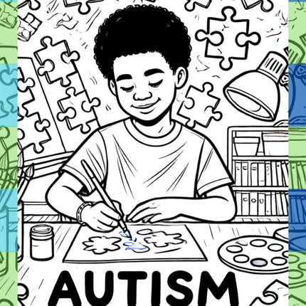 Autism Awareness Coloring Book: Black Boy Theme (Digital Download)