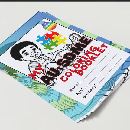 Autism Awareness Coloring Book: Black Boy Theme (Digital Download)