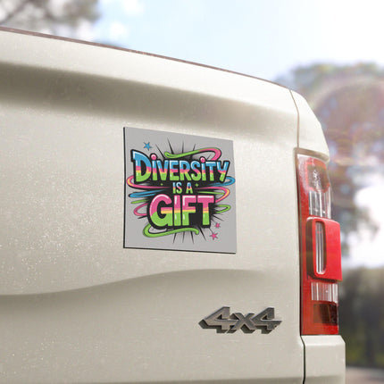 Diversity Is A Gift Car Magnet & Bumper Sticker Included: DEI Bumper Sticker (5x5in)