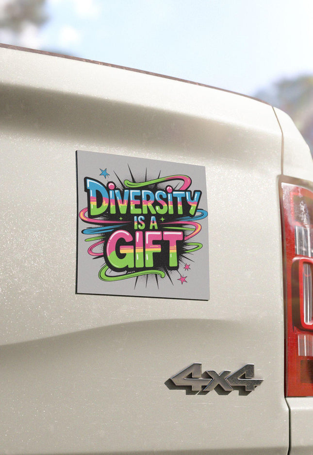 Diversity Is A Gift Car Magnet & Bumper Sticker Included: DEI Bumper Sticker (5x5in)