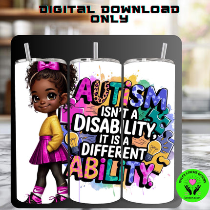 Autism Awareness PNG: Black Girl Ability Design (Digital Download)