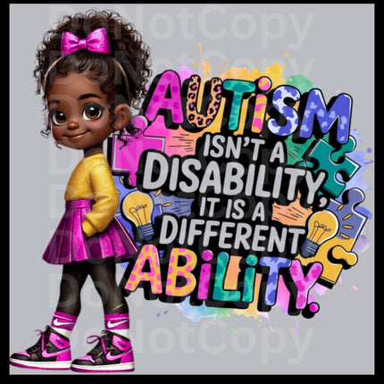 Autism Awareness PNG: Black Girl Ability Design (Digital Download)
