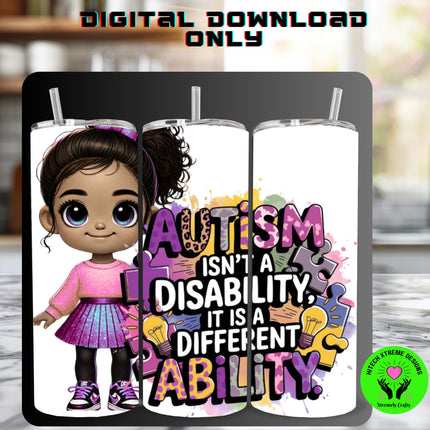 Autism Awareness PNG: African American Girl, Ability Design (Digital Download)