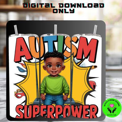 Autism Awareness Black Boy PNG: Superpower Design (Digital Download)