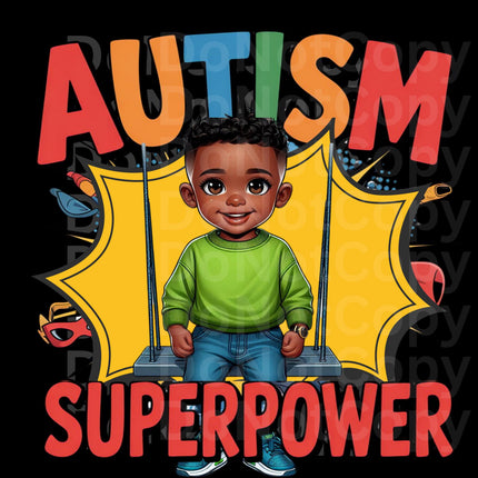 Autism Awareness Black Boy PNG: Superpower Design (Digital Download)