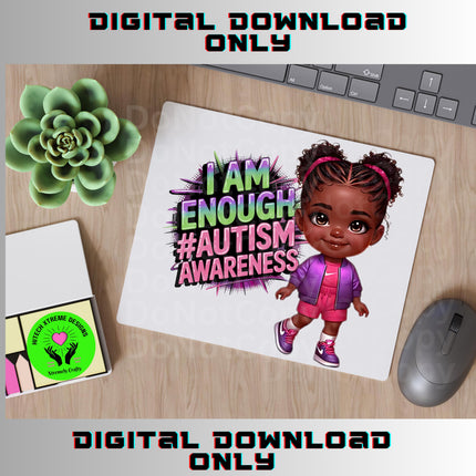 Autism Awareness PNG: African American Toddler Design (Digital Download)