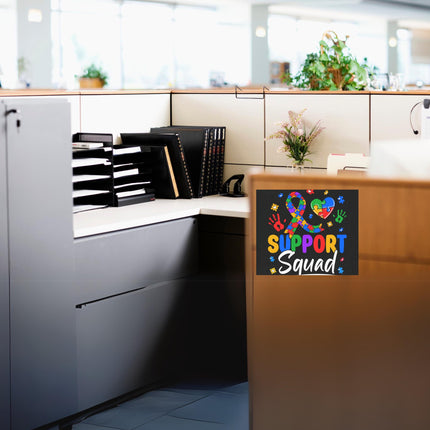 Autism Awareness Magnet & Bumper Sticker Included: Puzzle Piece Support Squad, Car or Fridge