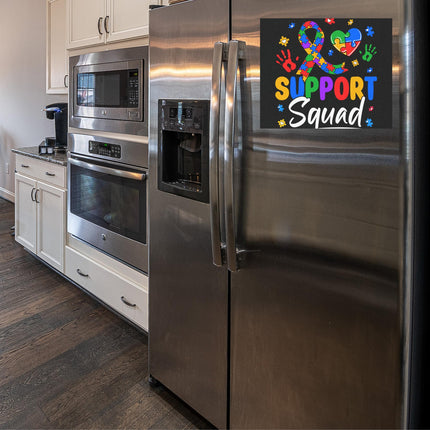 Autism Awareness Magnet & Bumper Sticker Included: Puzzle Piece Support Squad, Car or Fridge