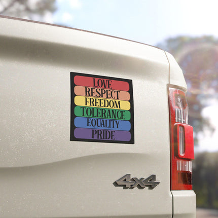 Rainbow Pride Car Magnet: LGBTQ+ Inclusion, Equality Support