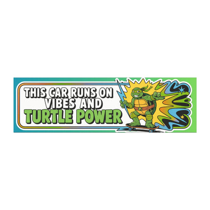 Turtle Power Bumper Magnet & Bumper Sticker Included: Funny Car Decal (10in x 3in)Sticker + Magnet Bundle