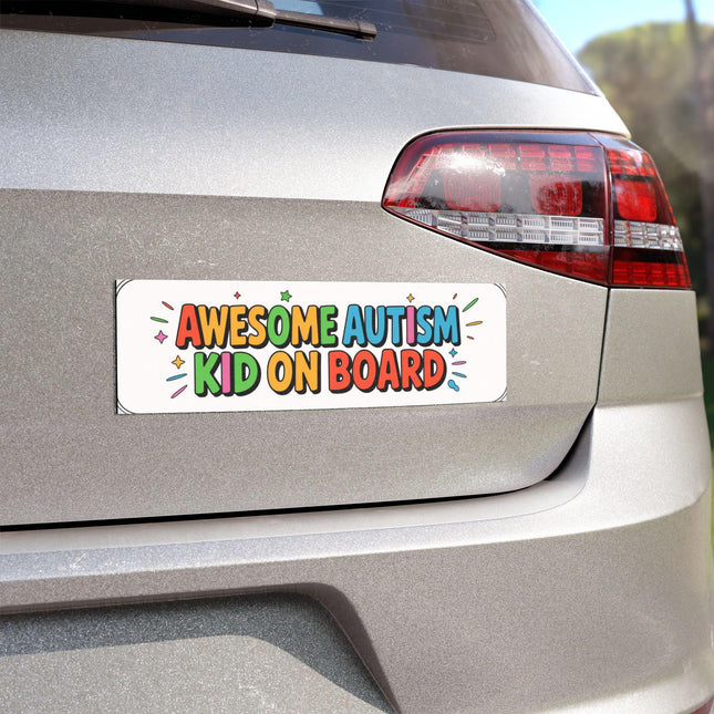 Autism Awesome Funny Bumper Magnet, Car Magnet: Fun Inspirational Car Decal -Hilarious Auto Decoration, Sarcastic Fridge magnet, 10in x 3in