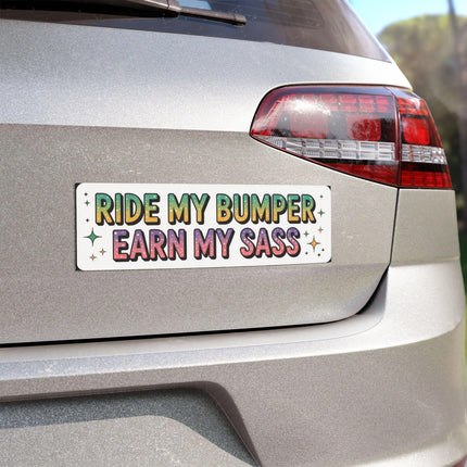 Funny Bumper Magnet & Bumper Sticker Included: Earn Sass Car Decal (10in x 3in)