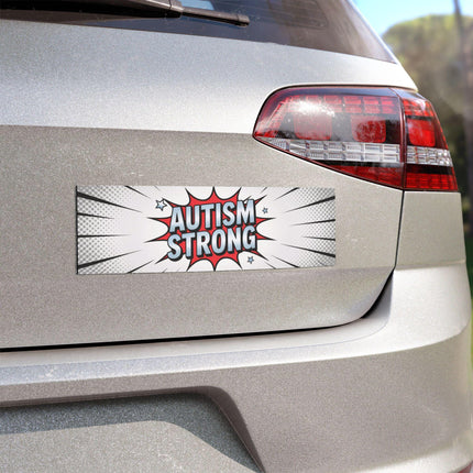 Autism Strong Bumper Magnet & Bumper Sticker Included: Inspirational Car Decal (10in x 3in)