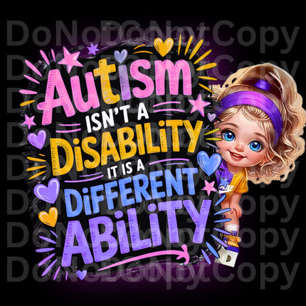 Autism Awareness PNG: Different Ability Design (Digital Download)