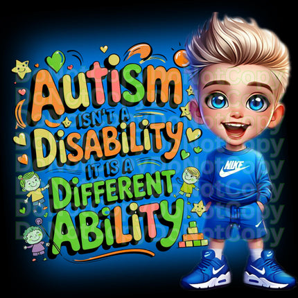 Autism Awareness Boy PNG: Ability Design (Digital Download)