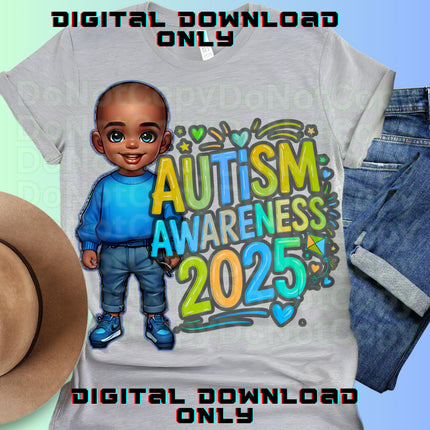 Digital - Autism Ability kid American black boy PNG sublimation design download Autism Awareness Autism Acceptance Cool child Awesome