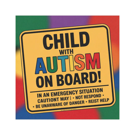 Autism Child On Board Car Magnet: Awareness Support Vehicle Sign