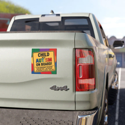 Autism Child On Board Car Magnet: Awareness Support Vehicle Sign