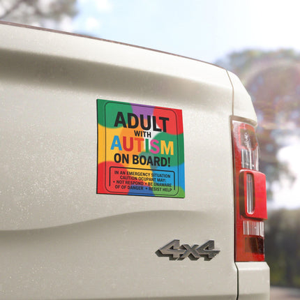 Adult with Autism On Board Car Magnet - Awareness Support Sign