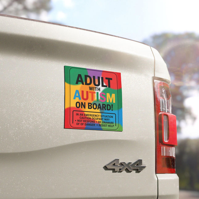 Adult with Autism On Board Car Magnet - Awareness Support Sign