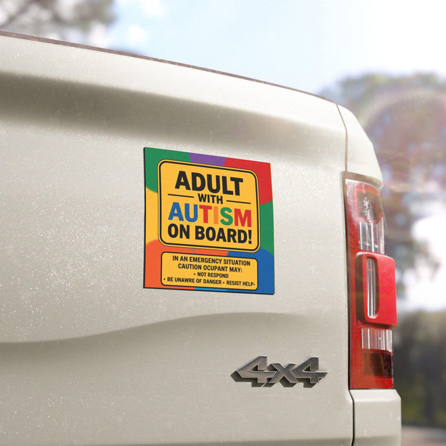 Autism Awareness Car Magnet: Special Needs Safety Vehicle Sign (5in x 5in)Sticker + Magnet Bundle