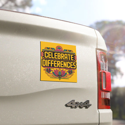 Celebrate Differences Magnet & Bumper Sticker Included: DEI Bumper Sticker (5x5 in)