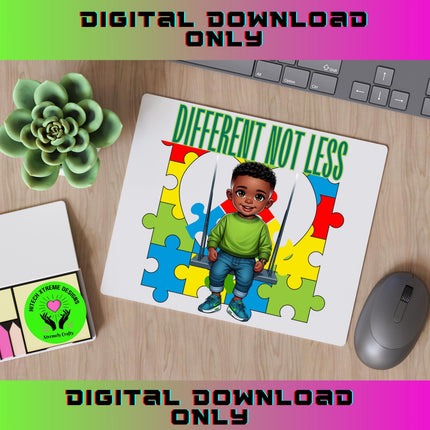 Autism Awareness PNG: African American Boy, Puzzle Pieces (Digital Download)