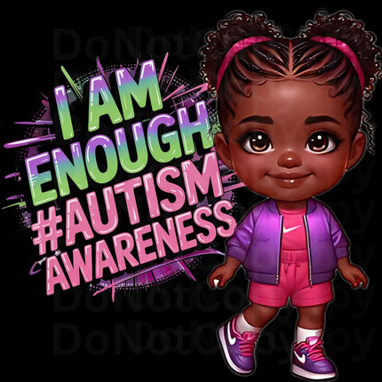 Autism Awareness PNG: African American Toddler Design (Digital Download)