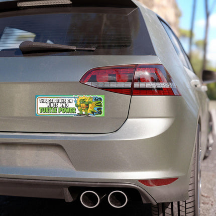 Turtle Power Bumper Magnet & Bumper Sticker Included: Funny Car Decal (10in x 3in)Sticker + Magnet Bundle