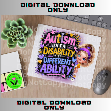 Autism Awareness PNG: Different Ability Design (Digital Download)