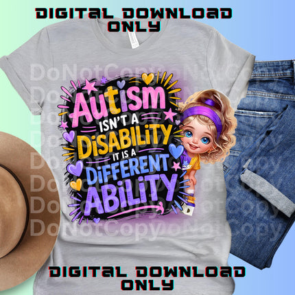 Autism Awareness PNG: Different Ability Design (Digital Download)