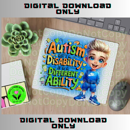 Autism Awareness Boy PNG: Ability Design (Digital Download)