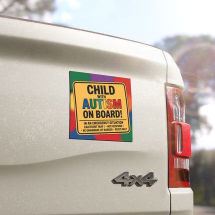 Autism Child On Board Car Magnet: Awareness Support Vehicle Sign