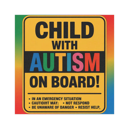 Autism Awareness Car Magnet: Child on Board, Special Needs Safety
