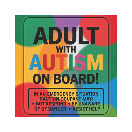 Adult with Autism On Board Car Magnet - Awareness Support Sign